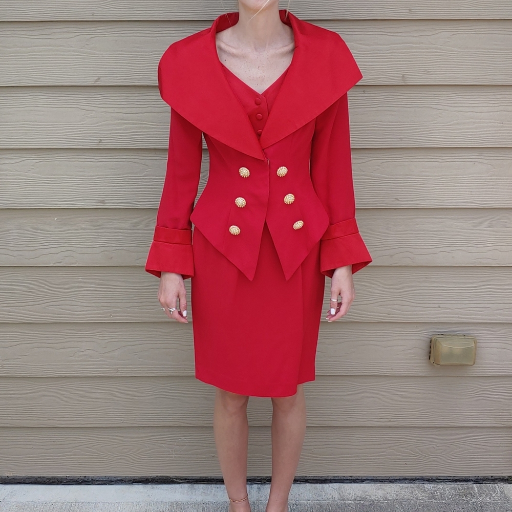 Julie and Leonard Red Dress Suit Size 2